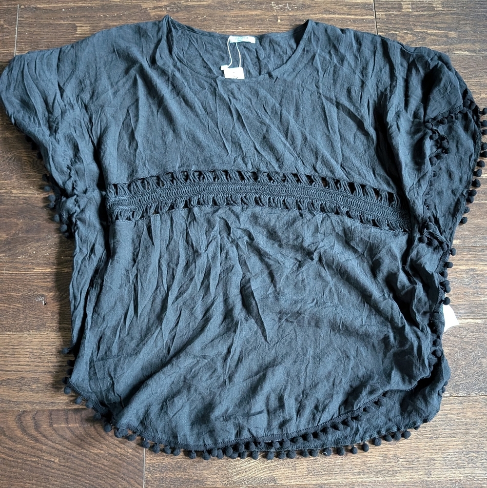 NWT AIMAGE Swim Suit Coverup Poncho Black - Picture 5 of 8